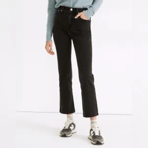 MADEWELL Flared Jeans Petite Slim Demi-Boot Lunar Black flare Denim High Rise