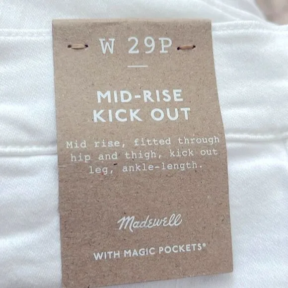 Madewell NWT Petite Kick Out Crop Jeans 29P Mid Rise in Pure White