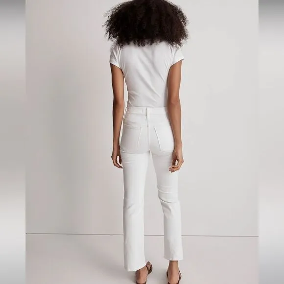 Madewell NWT Petite Kick Out Crop Jeans 29P Mid Rise in Pure White