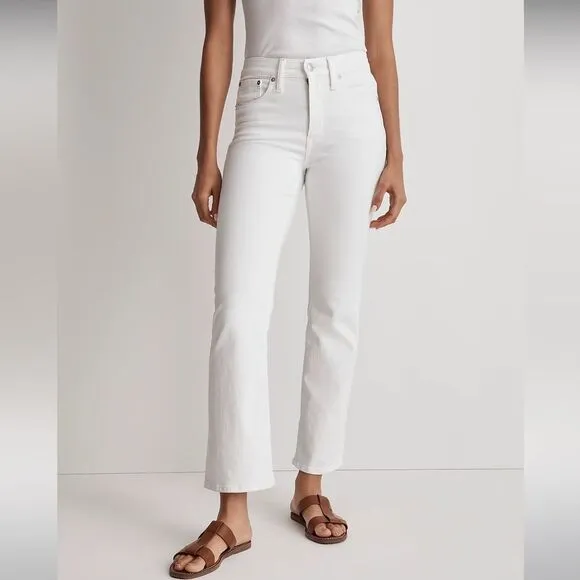 Madewell NWT Petite Kick Out Crop Jeans 29P Mid Rise in Pure White