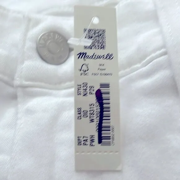Madewell NWT Petite Kick Out Crop Jeans 29P Mid Rise in Pure White