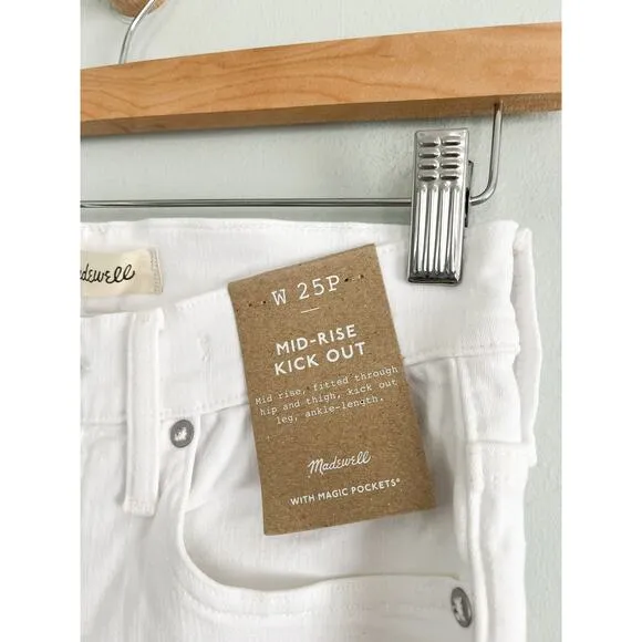 Madewell | NWT | Petite Kick Out Crop Jeans in Pure White | Sz 25P