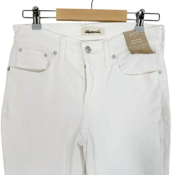 MADEWELL Petite Kick Out Crop Jeans in Pure White