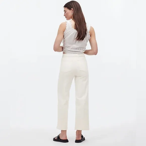 Madewell The Emmett Wide-Leg Crop Jean Welt Pocket high rise Sz 31 Petite NWT
