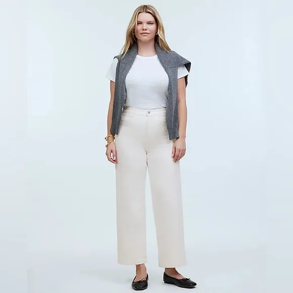 Madewell The Emmett Wide-Leg Crop Jean Welt Pocket high rise Sz 31 Petite NWT