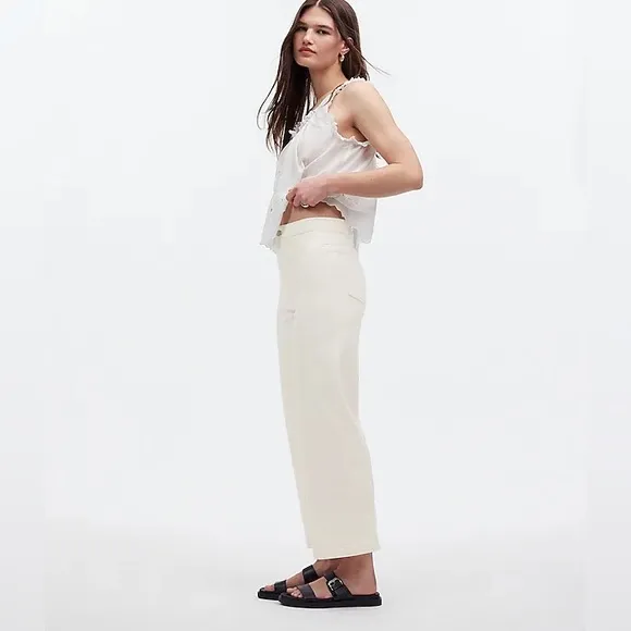 Madewell The Emmett Wide-Leg Crop Jean Welt Pocket high rise Sz 31 Petite NWT
