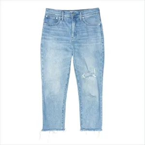 MADEWELL The Petite Perfect Vintage Crop Jeans Ripped Knee Raw Hems Size 28P