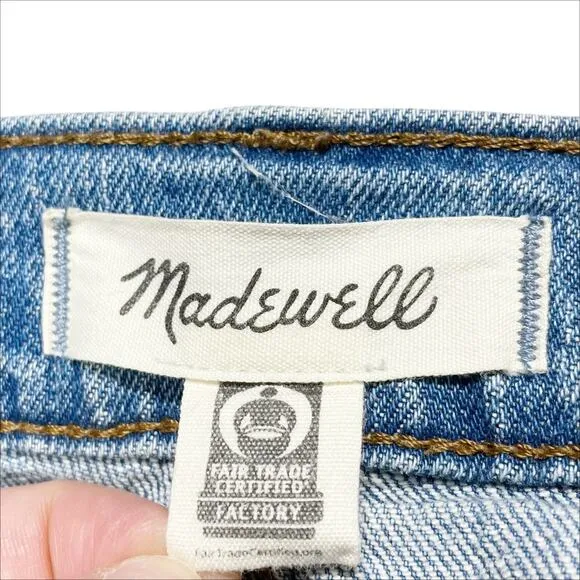 MADEWELL The Petite Perfect Vintage Crop Jeans Ripped Knee Raw Hems Size 28P