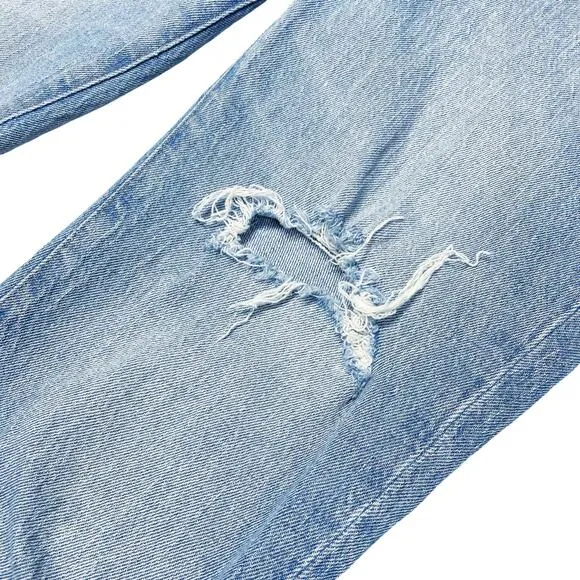 MADEWELL The Petite Perfect Vintage Crop Jeans Ripped Knee Raw Hems Size 28P