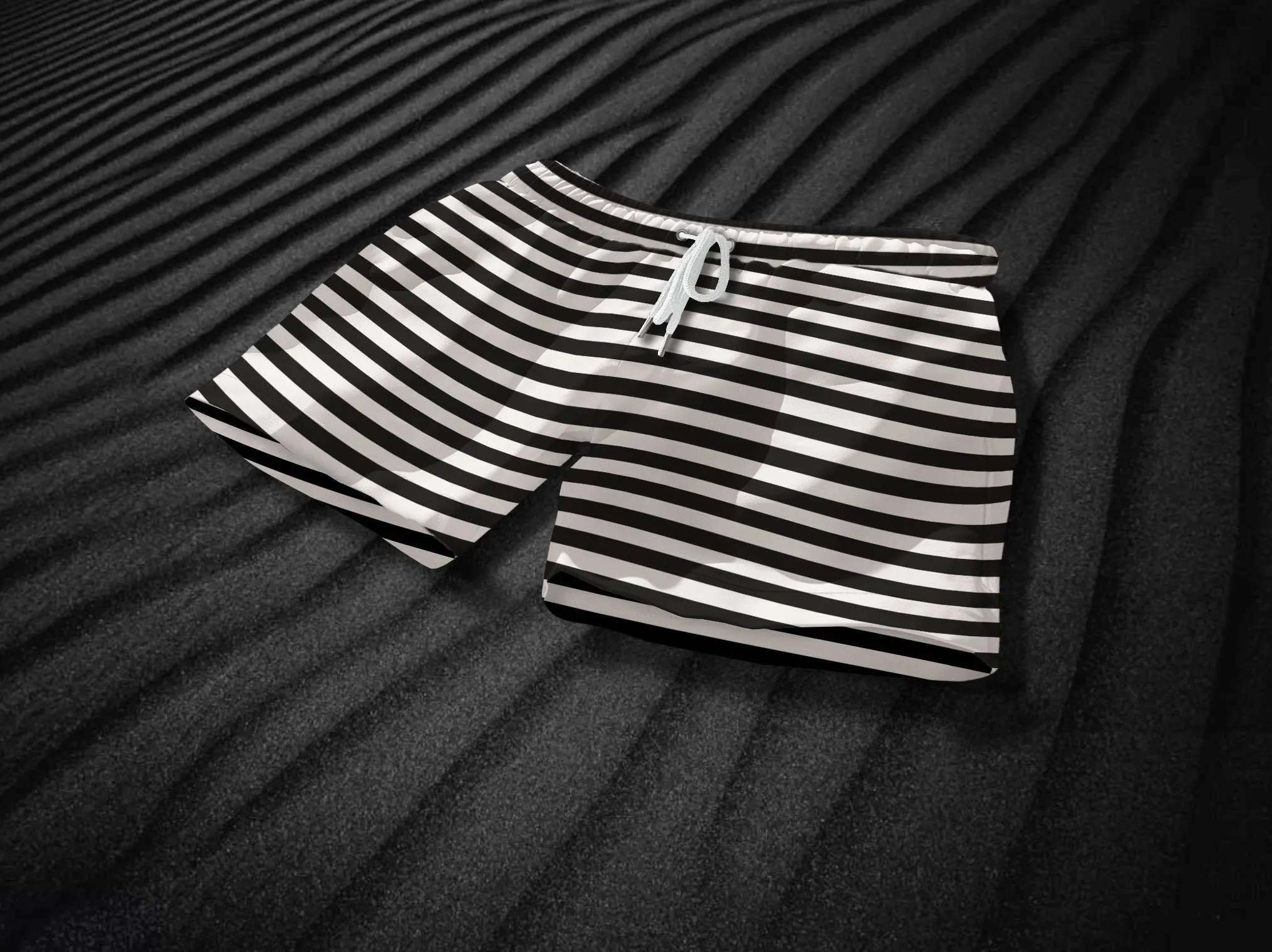 Malibu Black & White Swim Shorts