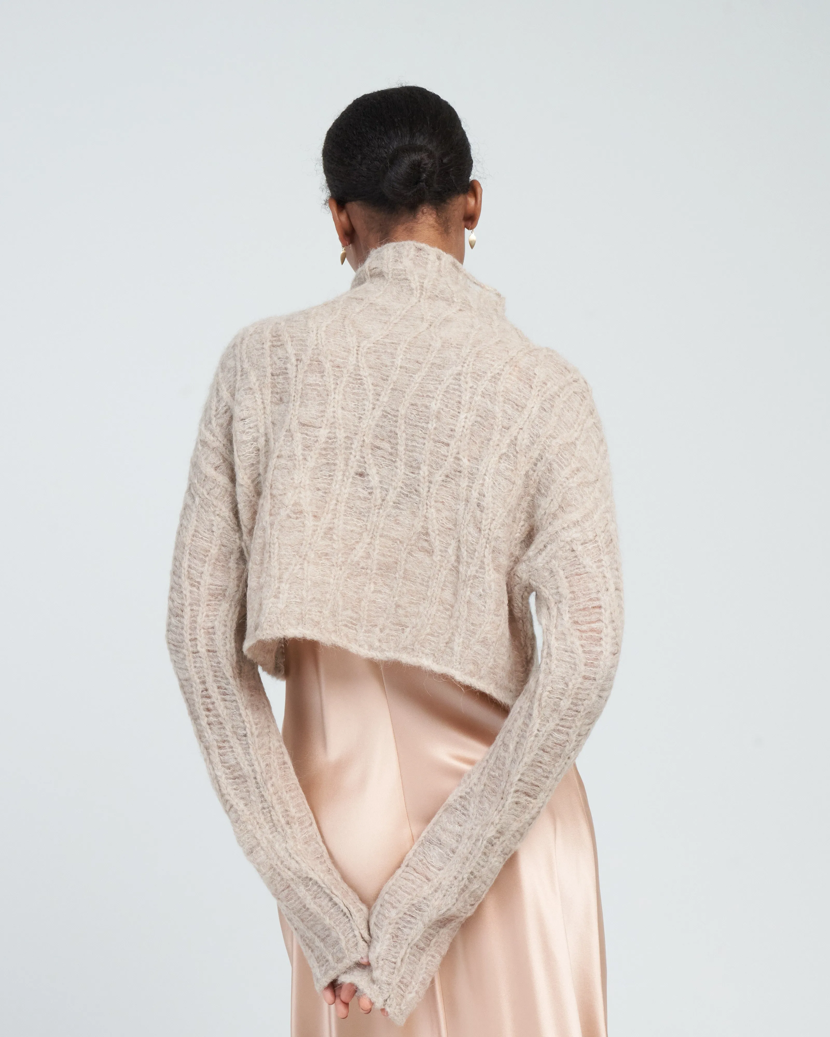 manos crop sweater - champagne