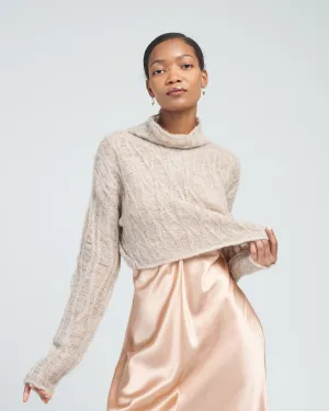 manos crop sweater - champagne