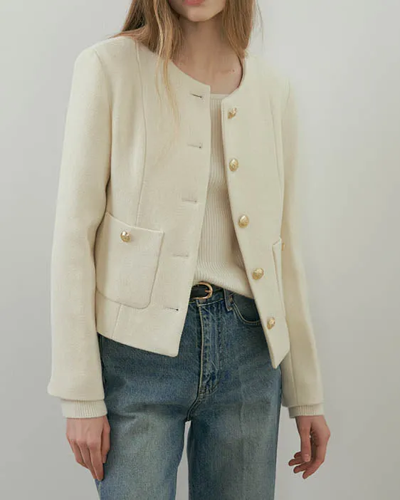 MATIN WOOL TWEED BLAZER IVORY