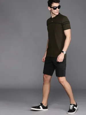 Men Black Slim Fit Solid Chino Shorts