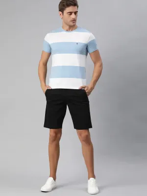 Men Black Solid Slim Fit Regular Shorts