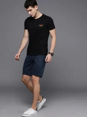 Men Navy Blue Solid Slim Fit Chino Shorts