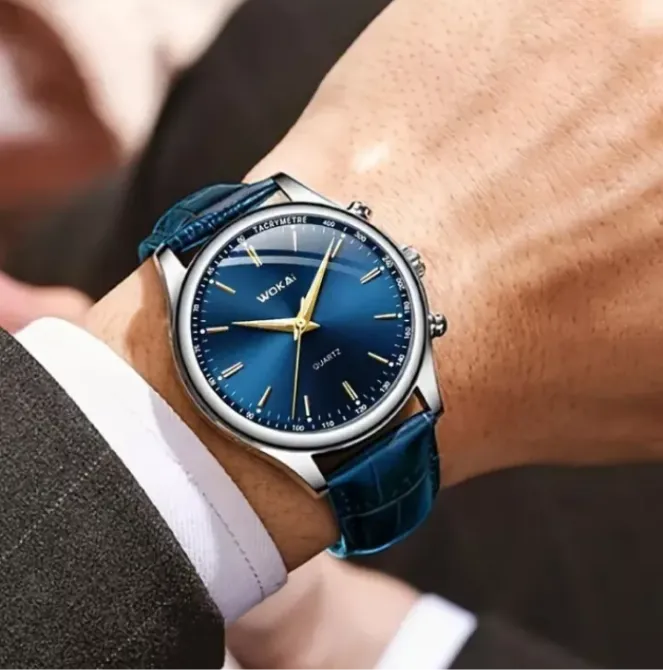 Men New Quartz Watch Casual Work Leather Strap Band Analog Stainless Watch