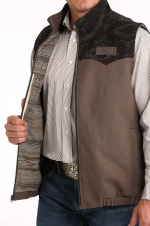 MENS BROWN AZTEC YOKE CONCEALED CARRY WOOL VEST