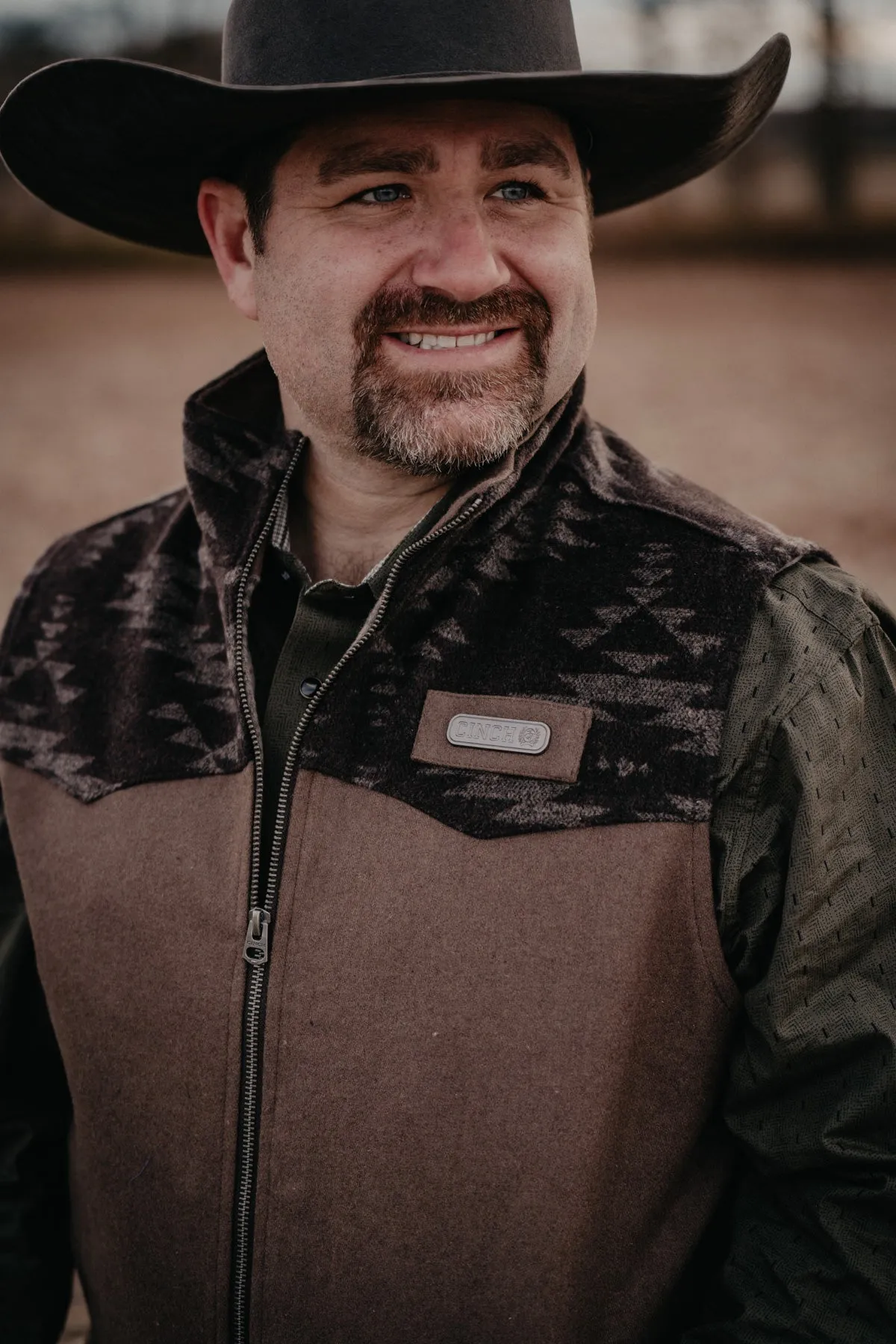 Men's 'Cooper' CINCH Brown Wooly Vest (XL ONLY)