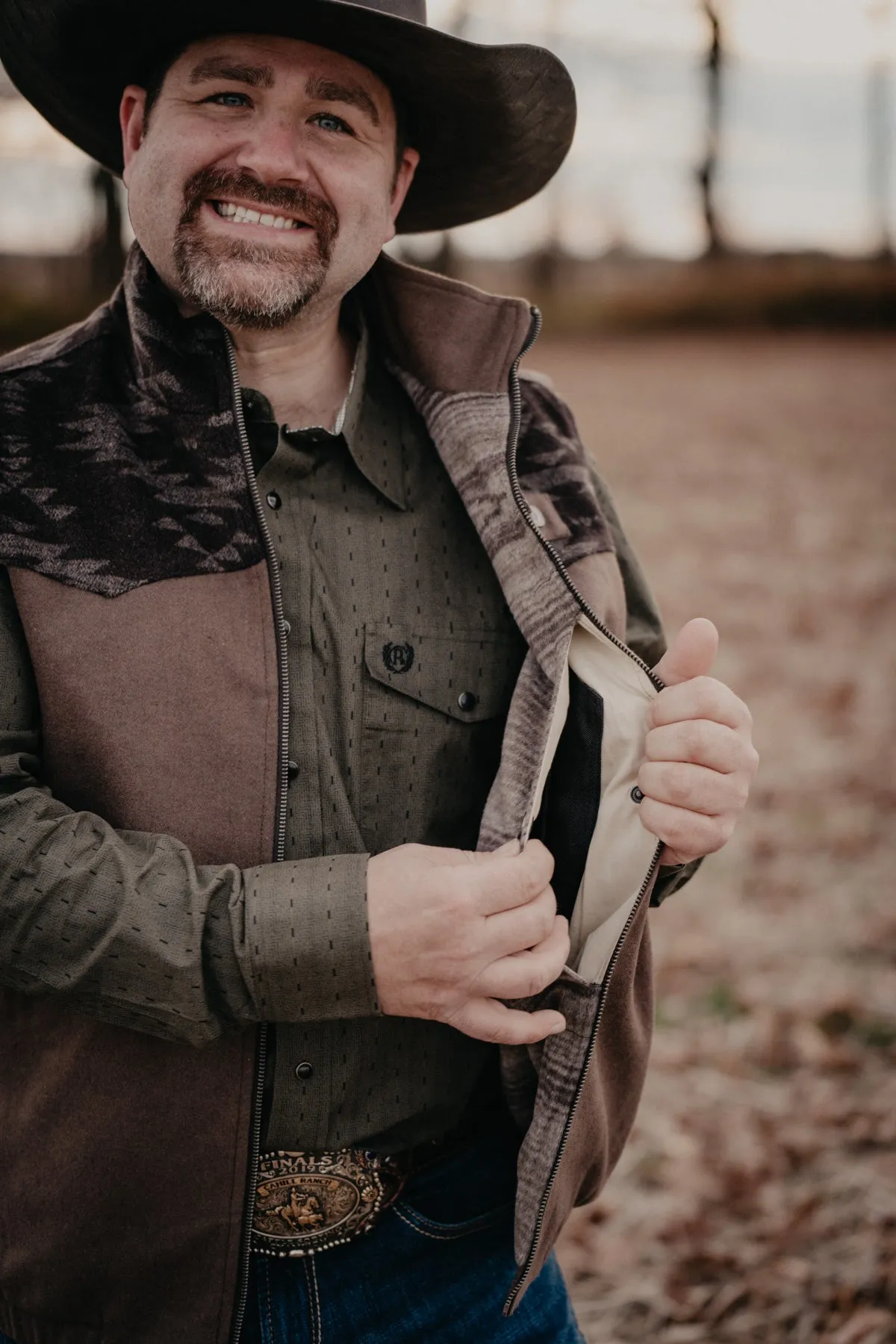 Men's 'Cooper' CINCH Brown Wooly Vest (XL ONLY)