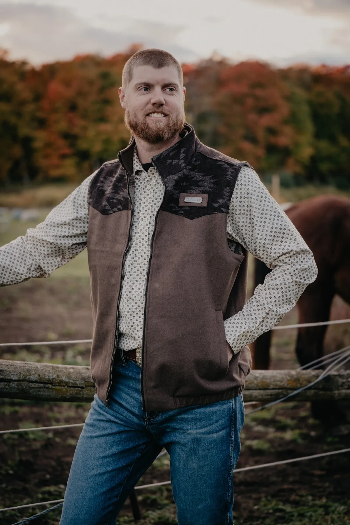 Men's 'Cooper' CINCH Brown Wooly Vest (XL ONLY)