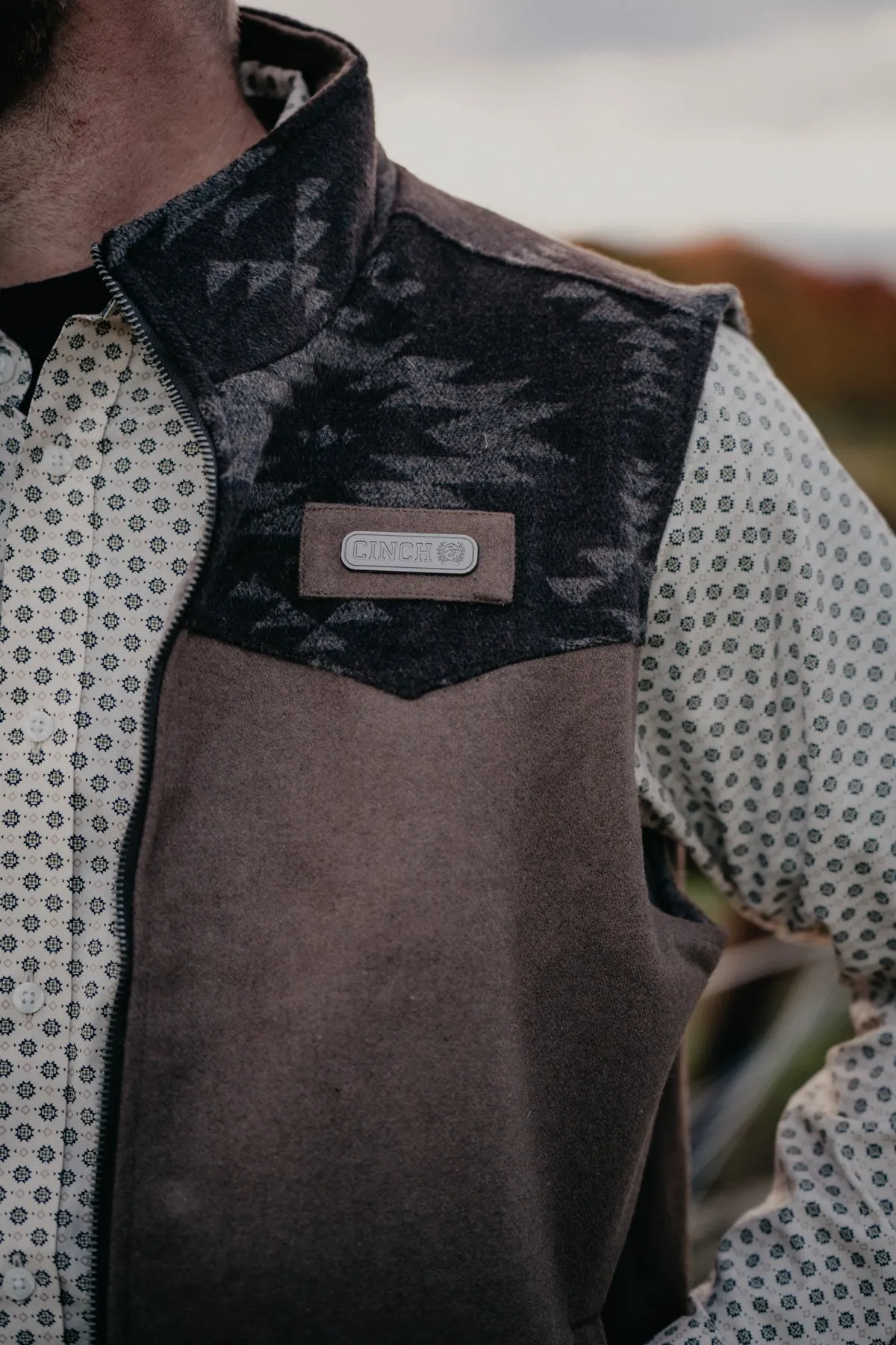 Men's 'Cooper' CINCH Brown Wooly Vest (XL ONLY)