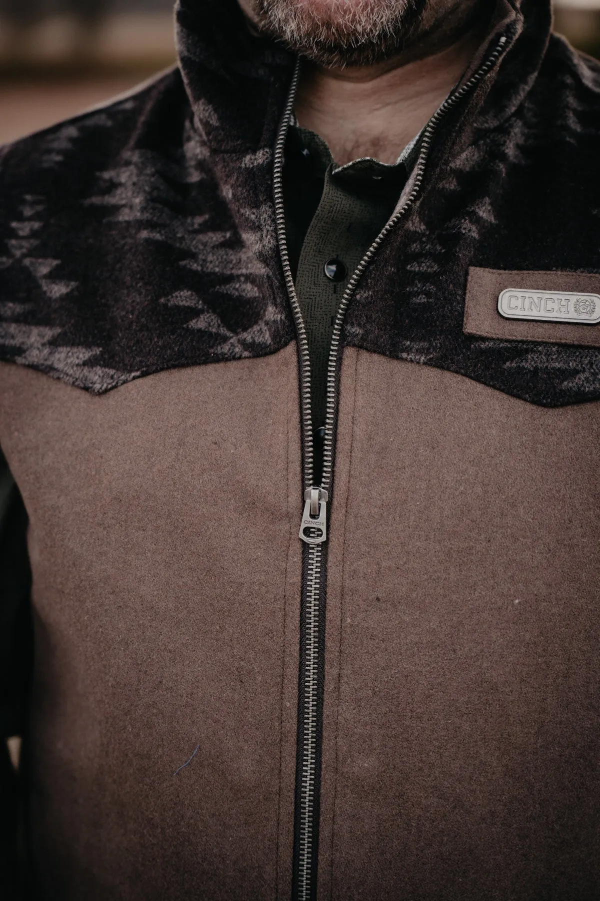Men's 'Cooper' CINCH Brown Wooly Vest (XL ONLY)