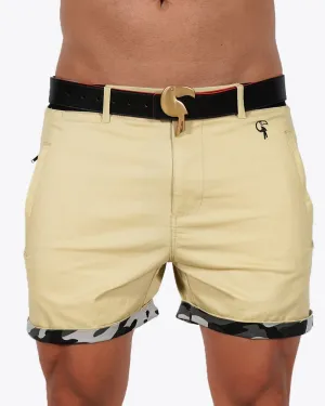 Mens Lux Shorts - Zipped Pockets Shorts - Tan