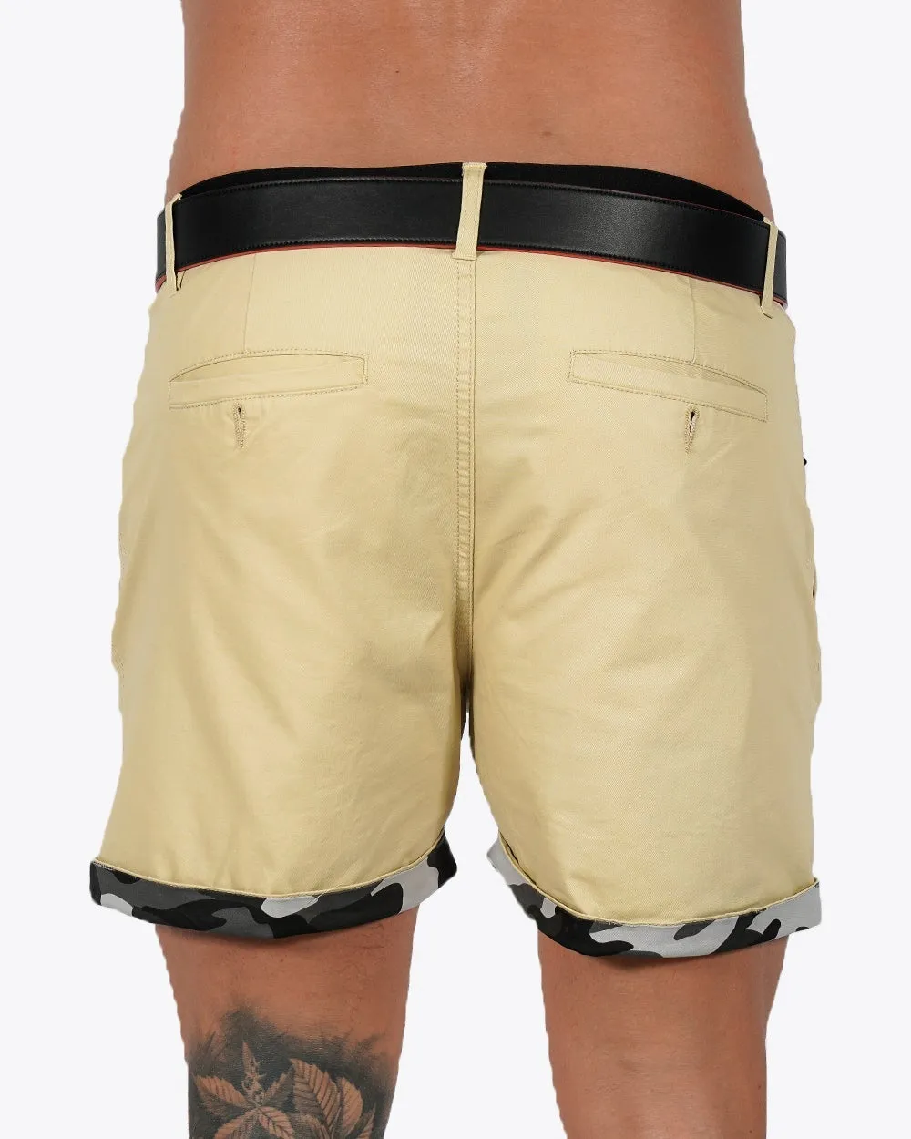 Mens Lux Shorts - Zipped Pockets Shorts - Tan