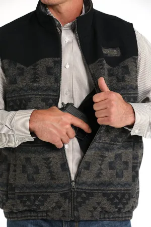 MENS NAVY AZTEC WOOL CONCEALED CARRY VEST