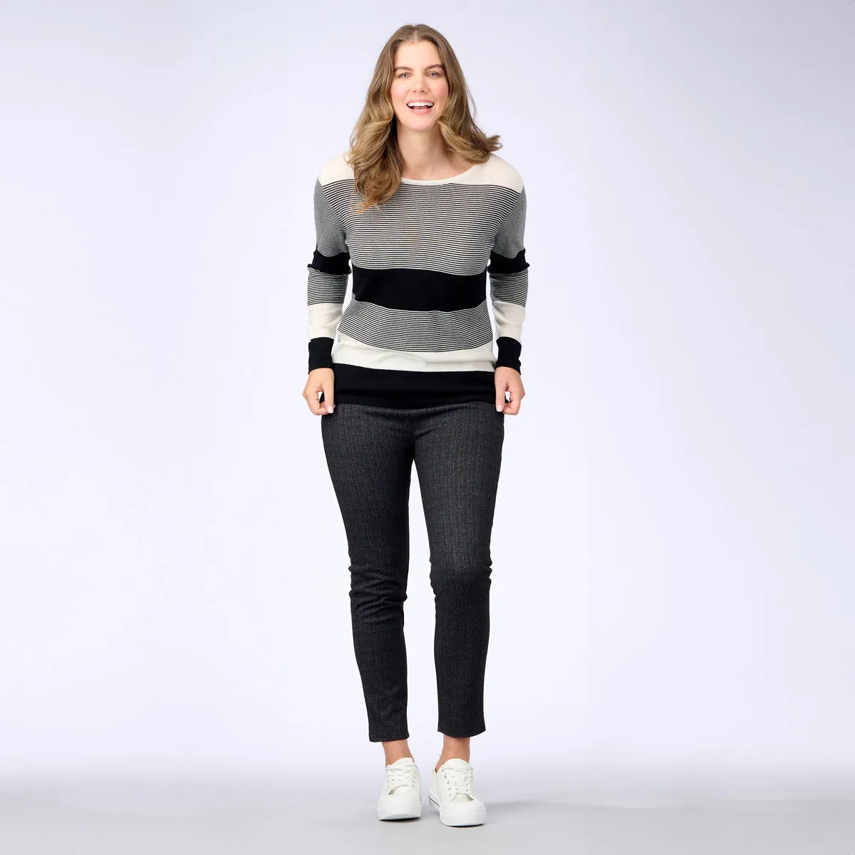Merino Wool Mixed Stripe Sweater