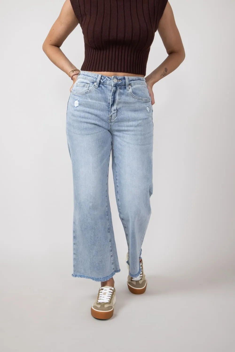 Mica High Rise Wash Clean Wide Leg Jeans for Women | MDP-W3034LT