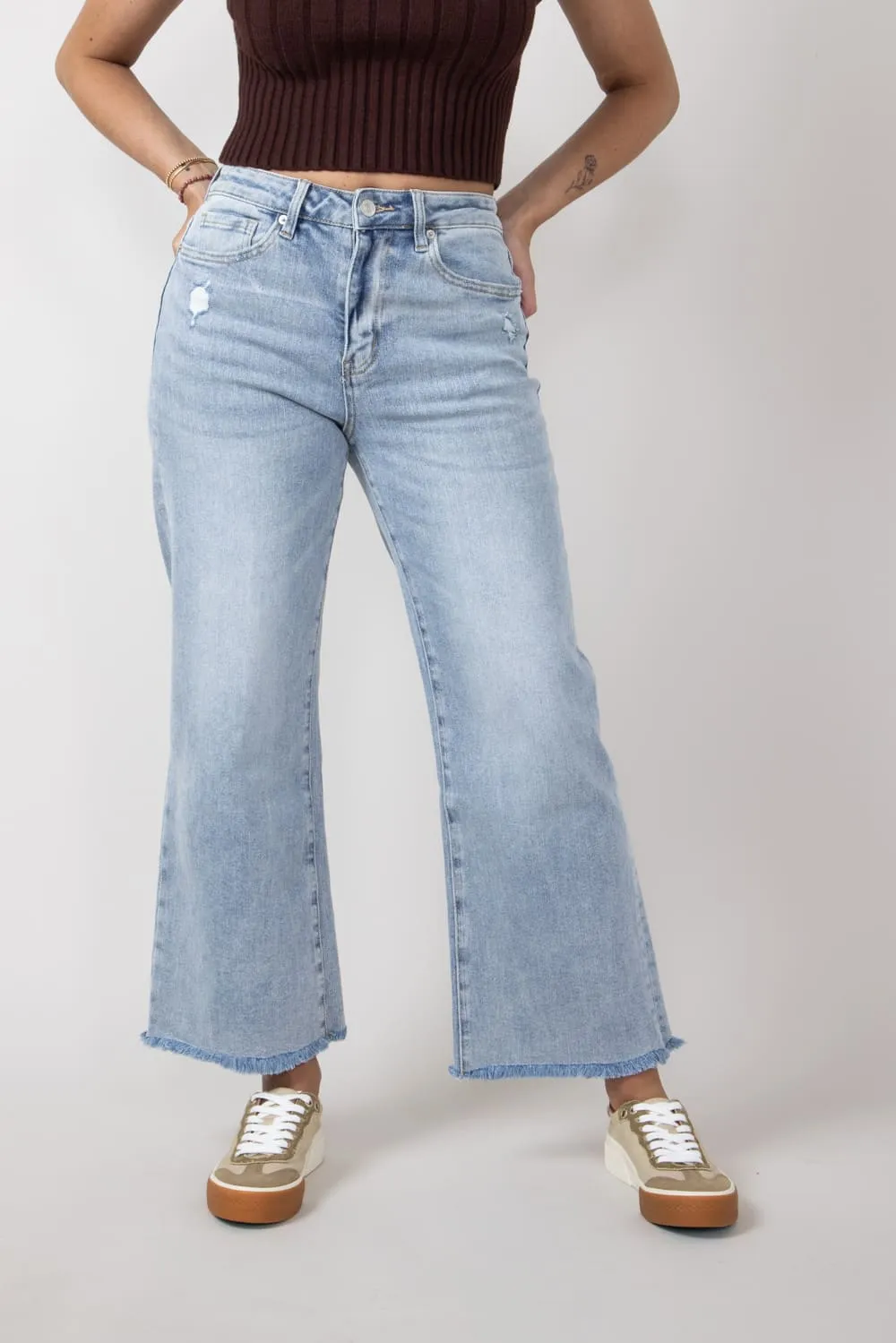 Mica High Rise Wash Clean Wide Leg Jeans for Women | MDP-W3034LT
