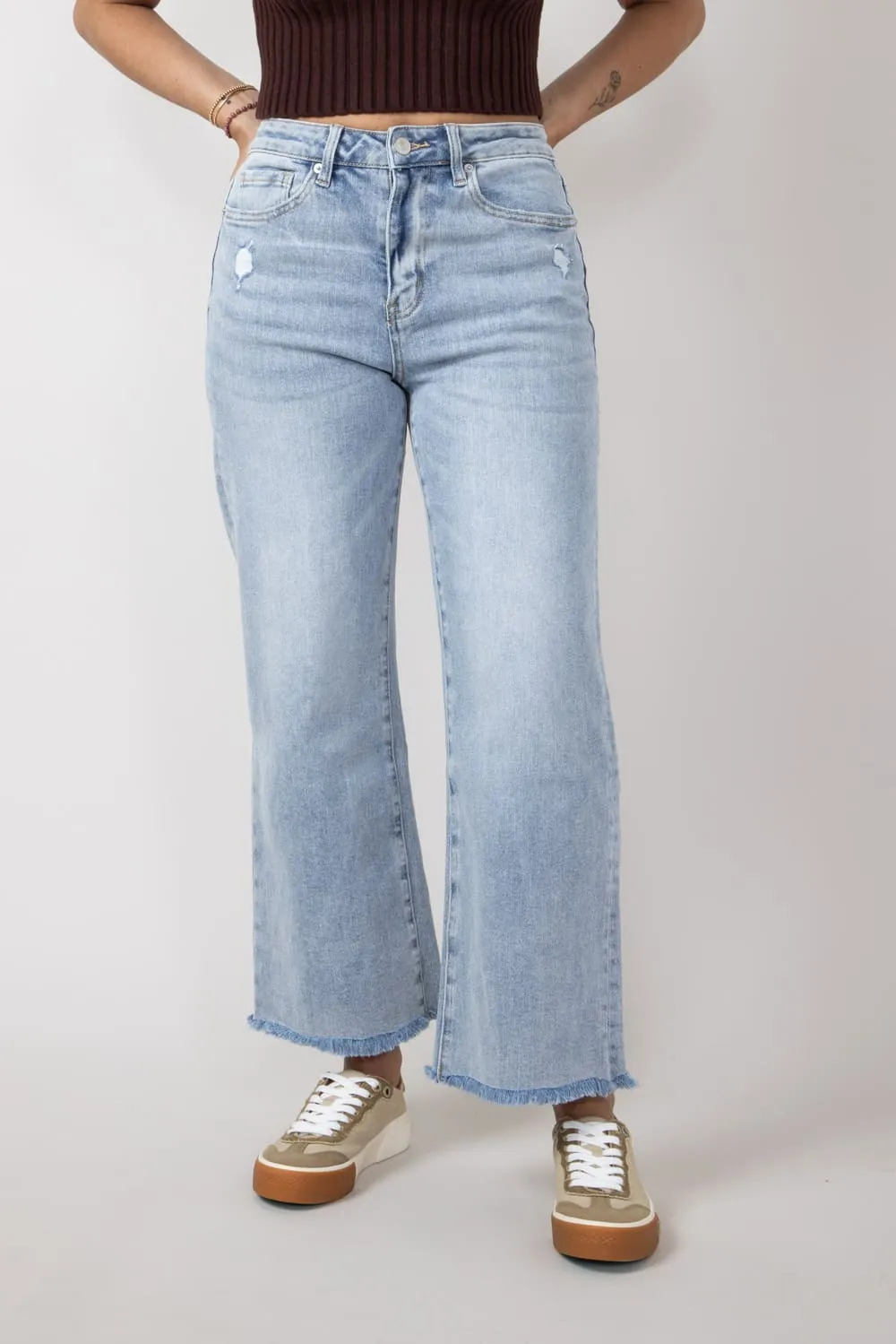 Mica High Rise Wash Clean Wide Leg Jeans for Women | MDP-W3034LT