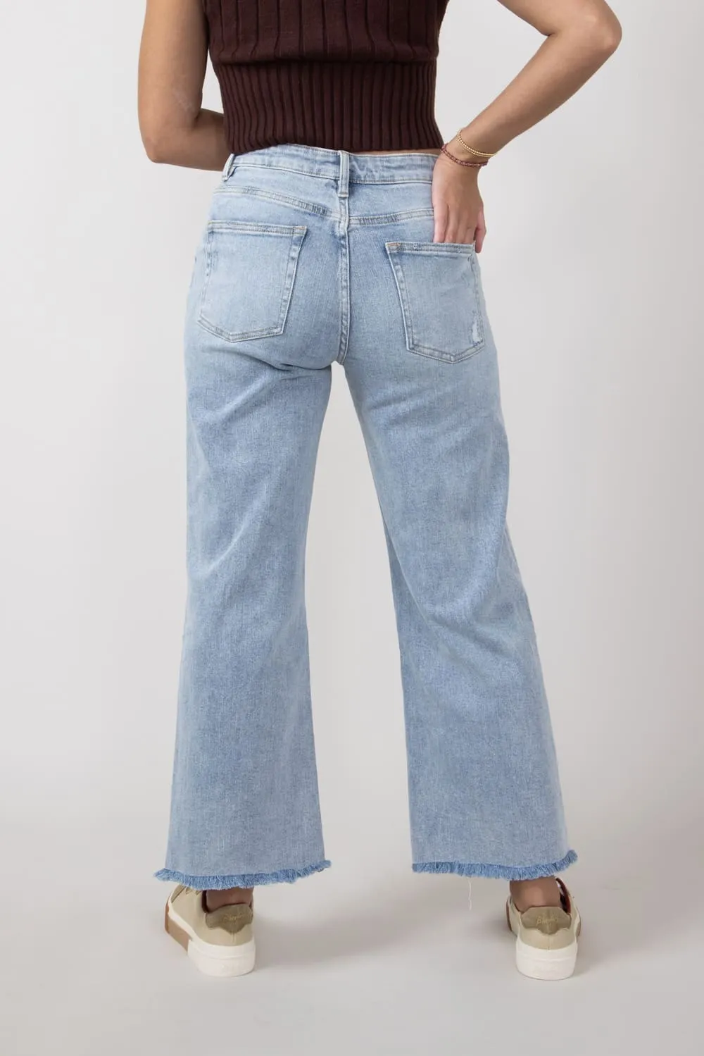 Mica High Rise Wash Clean Wide Leg Jeans for Women | MDP-W3034LT