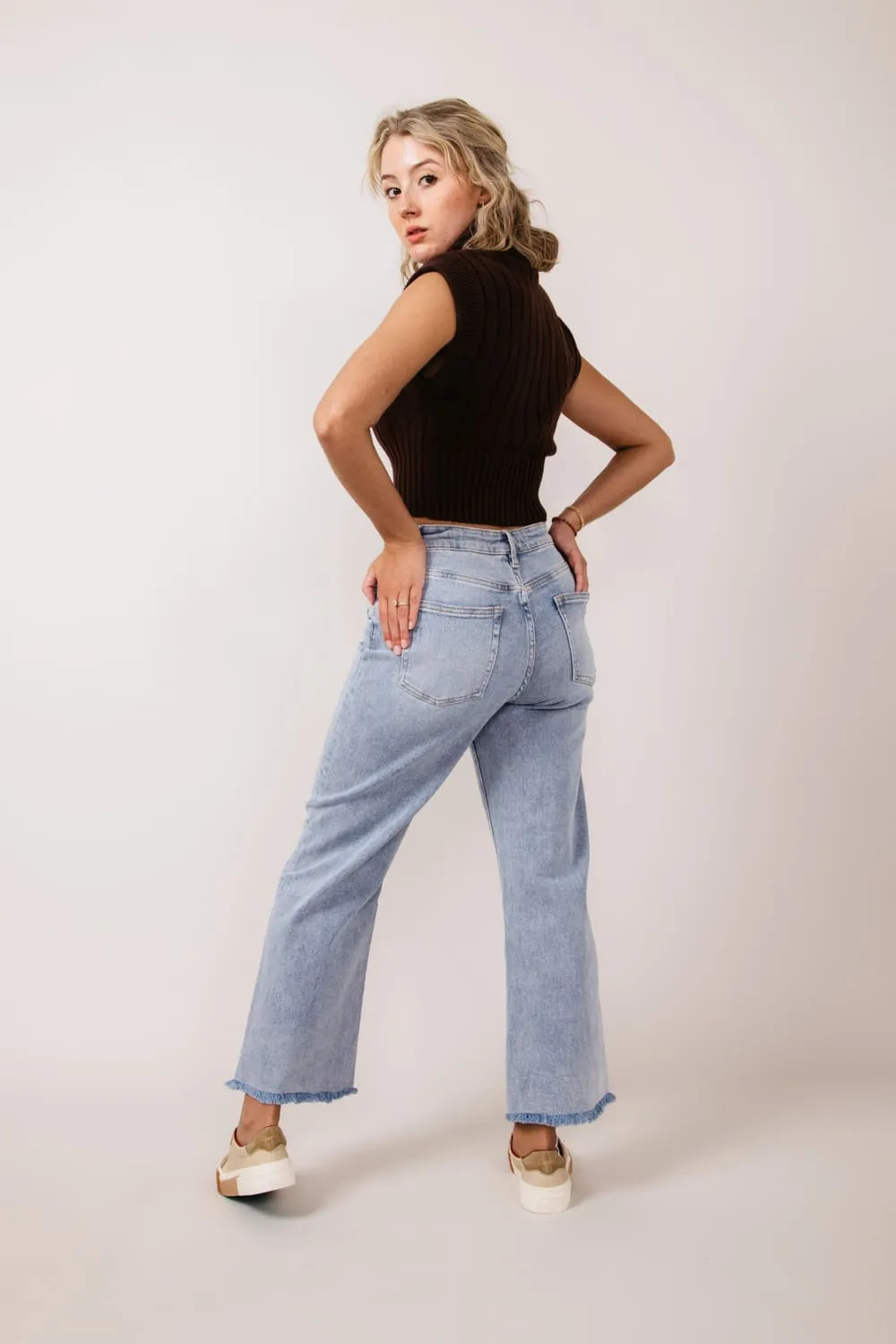 Mica High Rise Wash Clean Wide Leg Jeans for Women | MDP-W3034LT