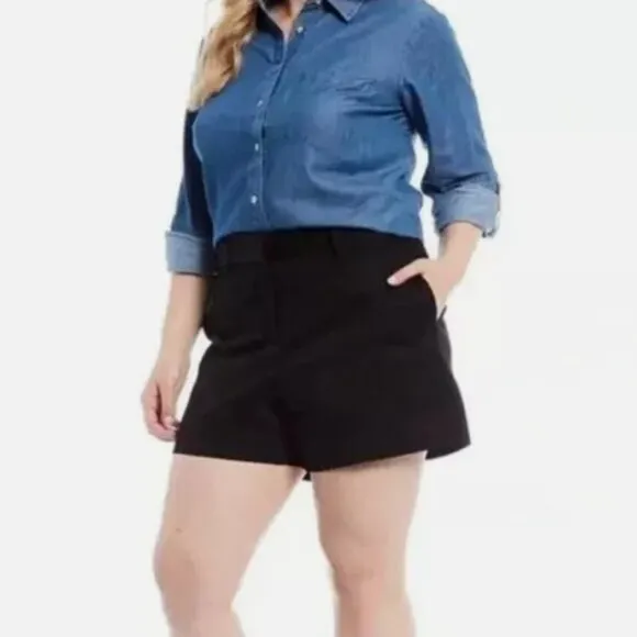 Michael Kors Plus Size Black Cotton Chino Shorts Size 22W