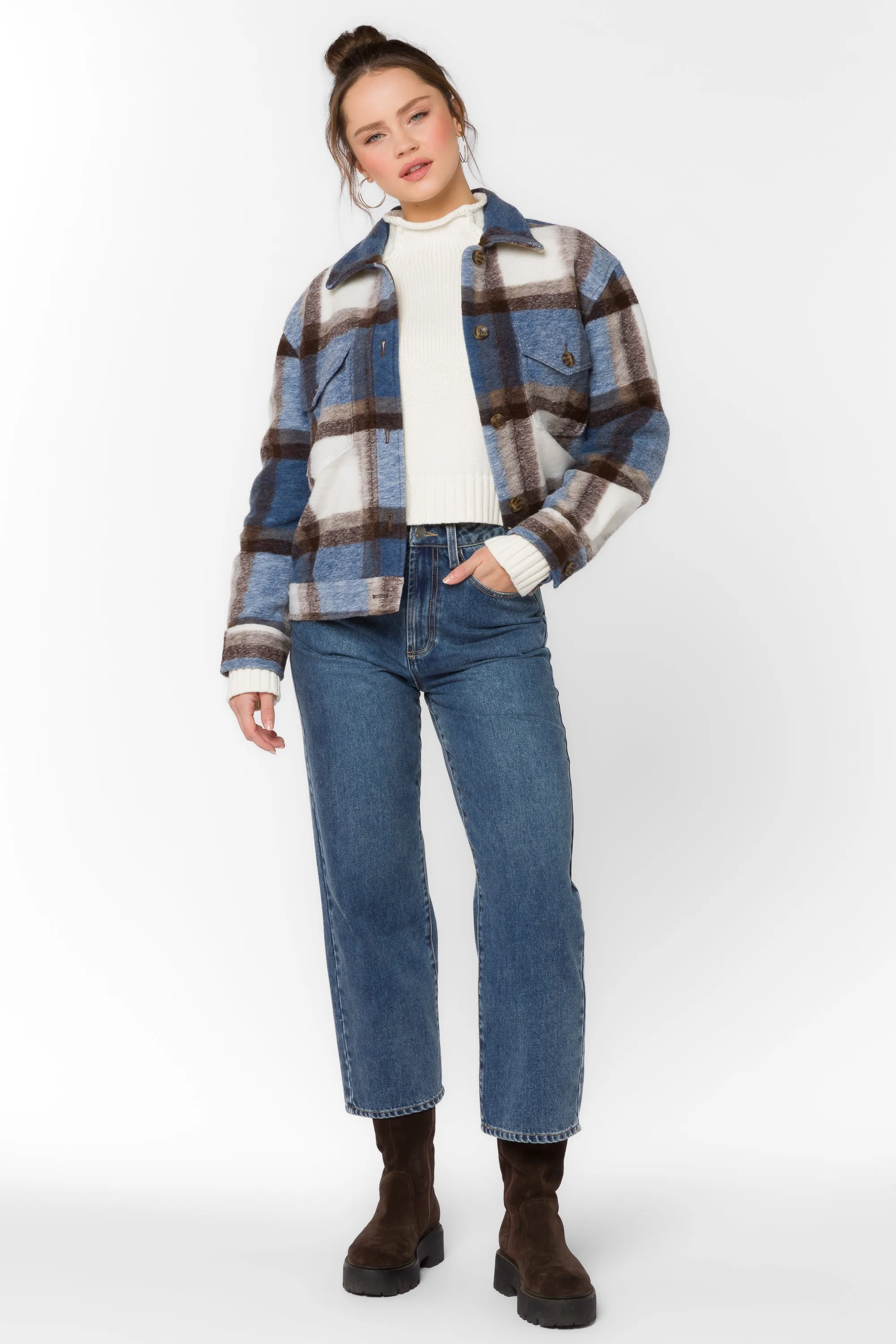 Mick Blue Brown Plaid Jacket