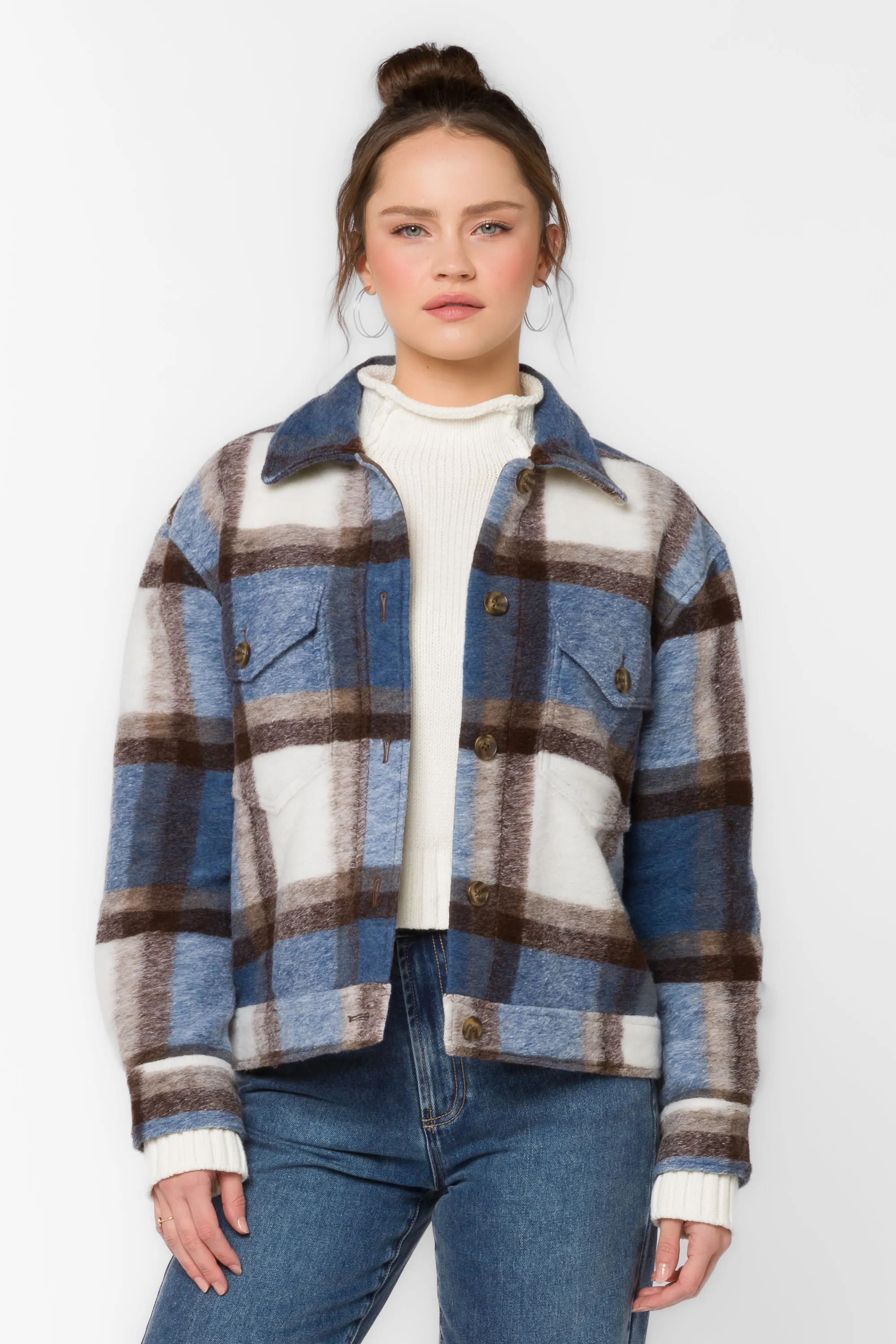 Mick Blue Brown Plaid Jacket