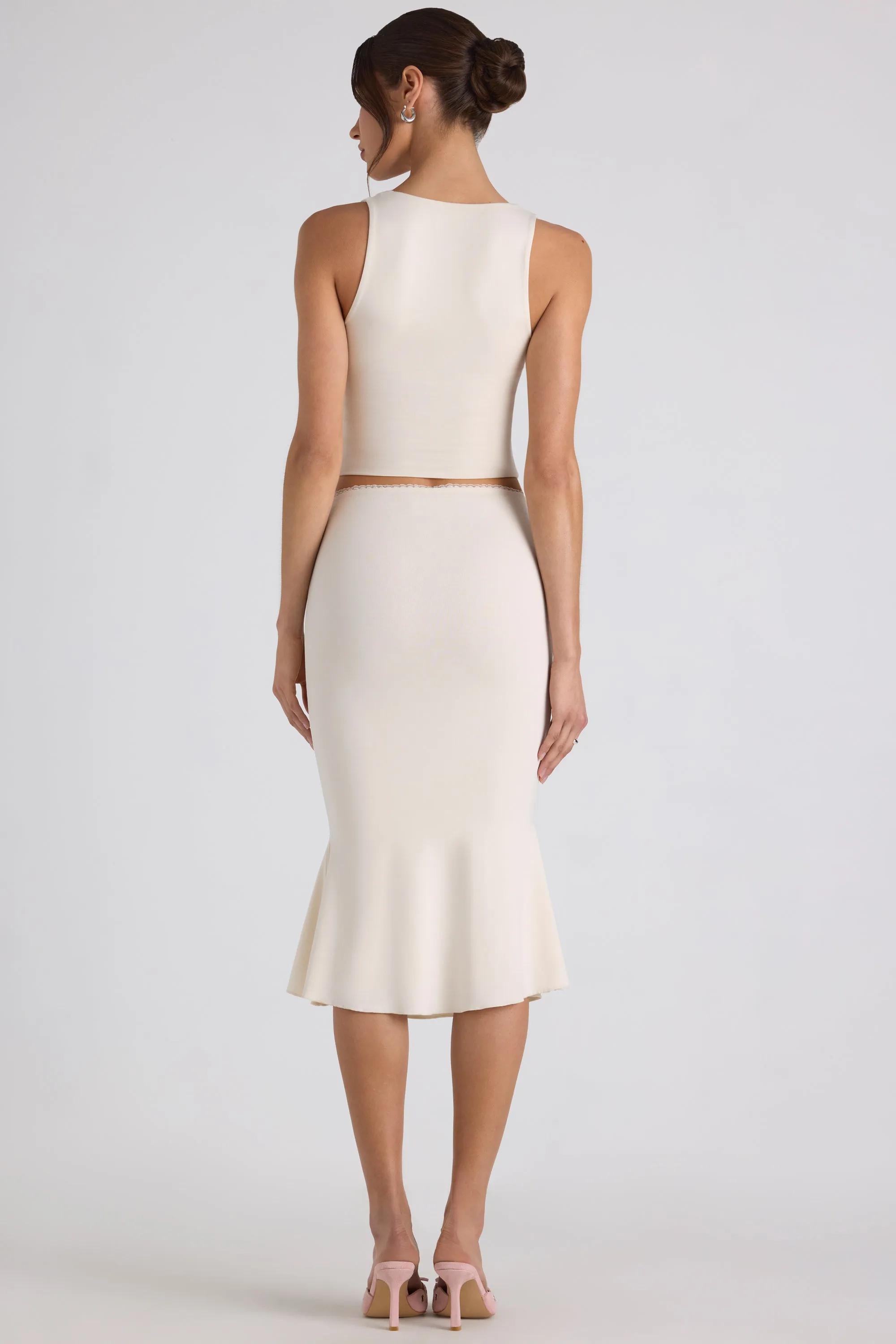 Modal Bow-Detail Crop Top in Ivory