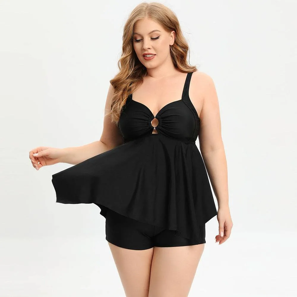 Monas Plus Size Tankini: Black