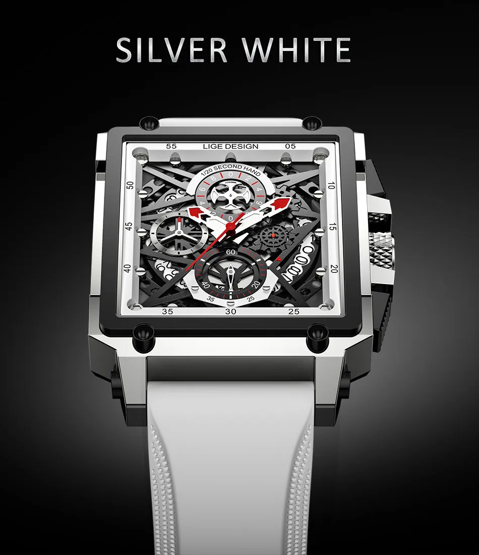 Montre luxe LIGE 2023 Top Brand Luxury Mens Watches Square Digital Sports Quartz Wrist Watch for Men Waterproof Stopwatch Relogio Masculino