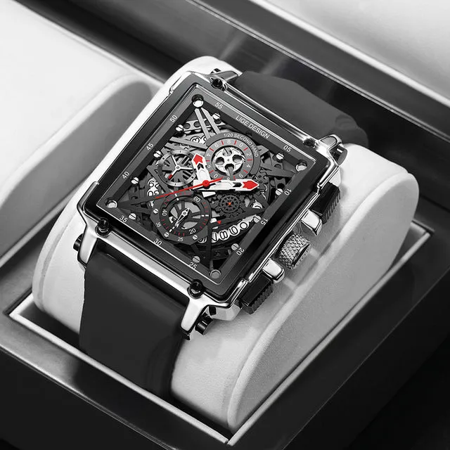 Montre luxe LIGE 2023 Top Brand Luxury Mens Watches Square Digital Sports Quartz Wrist Watch for Men Waterproof Stopwatch Relogio Masculino