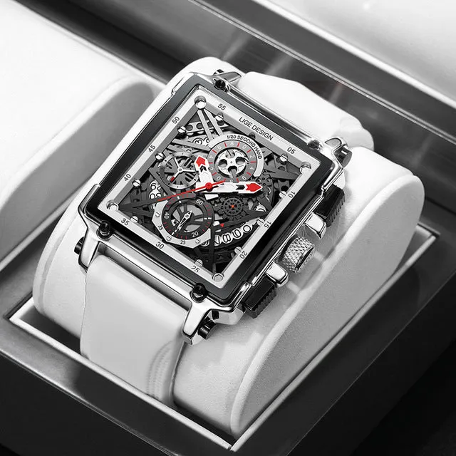 Montre luxe LIGE 2023 Top Brand Luxury Mens Watches Square Digital Sports Quartz Wrist Watch for Men Waterproof Stopwatch Relogio Masculino