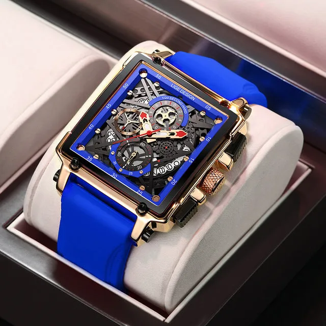 Montre luxe LIGE 2023 Top Brand Luxury Mens Watches Square Digital Sports Quartz Wrist Watch for Men Waterproof Stopwatch Relogio Masculino