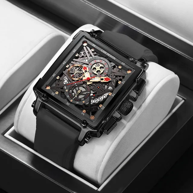 Montre luxe LIGE 2023 Top Brand Luxury Mens Watches Square Digital Sports Quartz Wrist Watch for Men Waterproof Stopwatch Relogio Masculino
