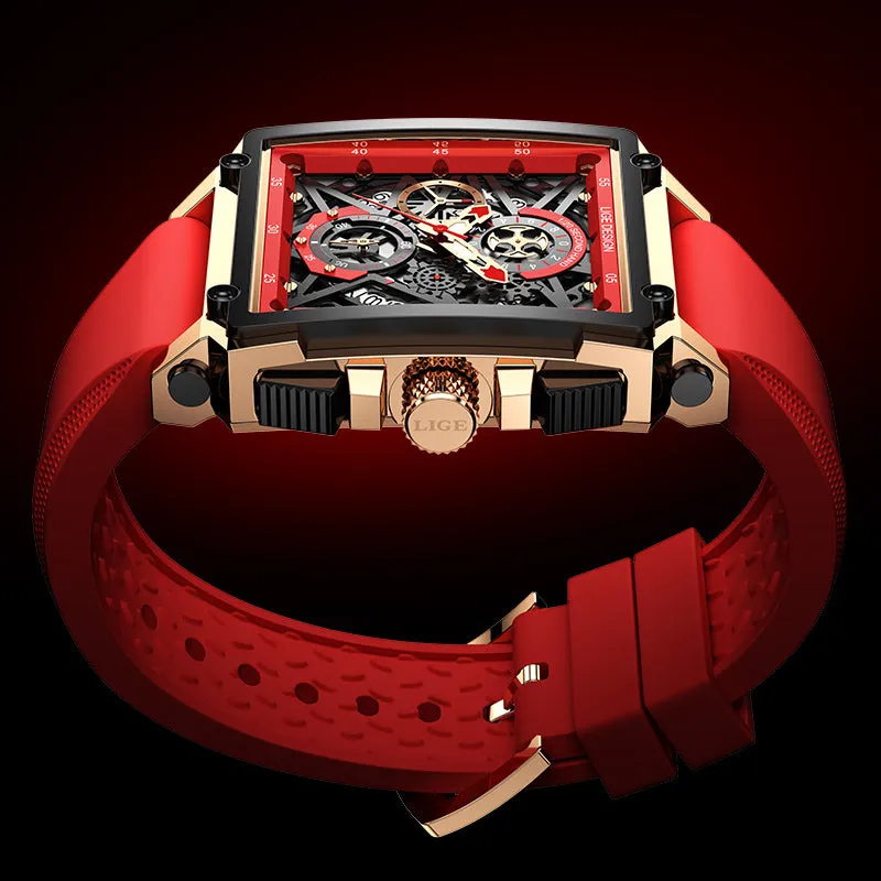 Montre luxe LIGE 2023 Top Brand Luxury Mens Watches Square Digital Sports Quartz Wrist Watch for Men Waterproof Stopwatch Relogio Masculino