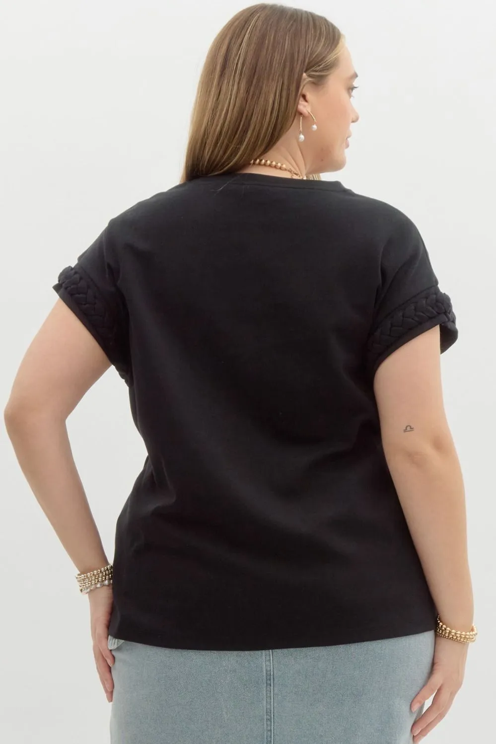 Morgan Braided Cuff Top || Black