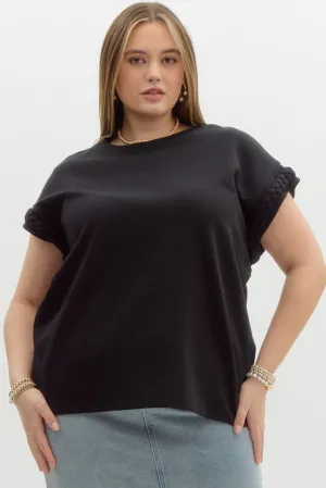 Morgan Braided Cuff Top || Black
