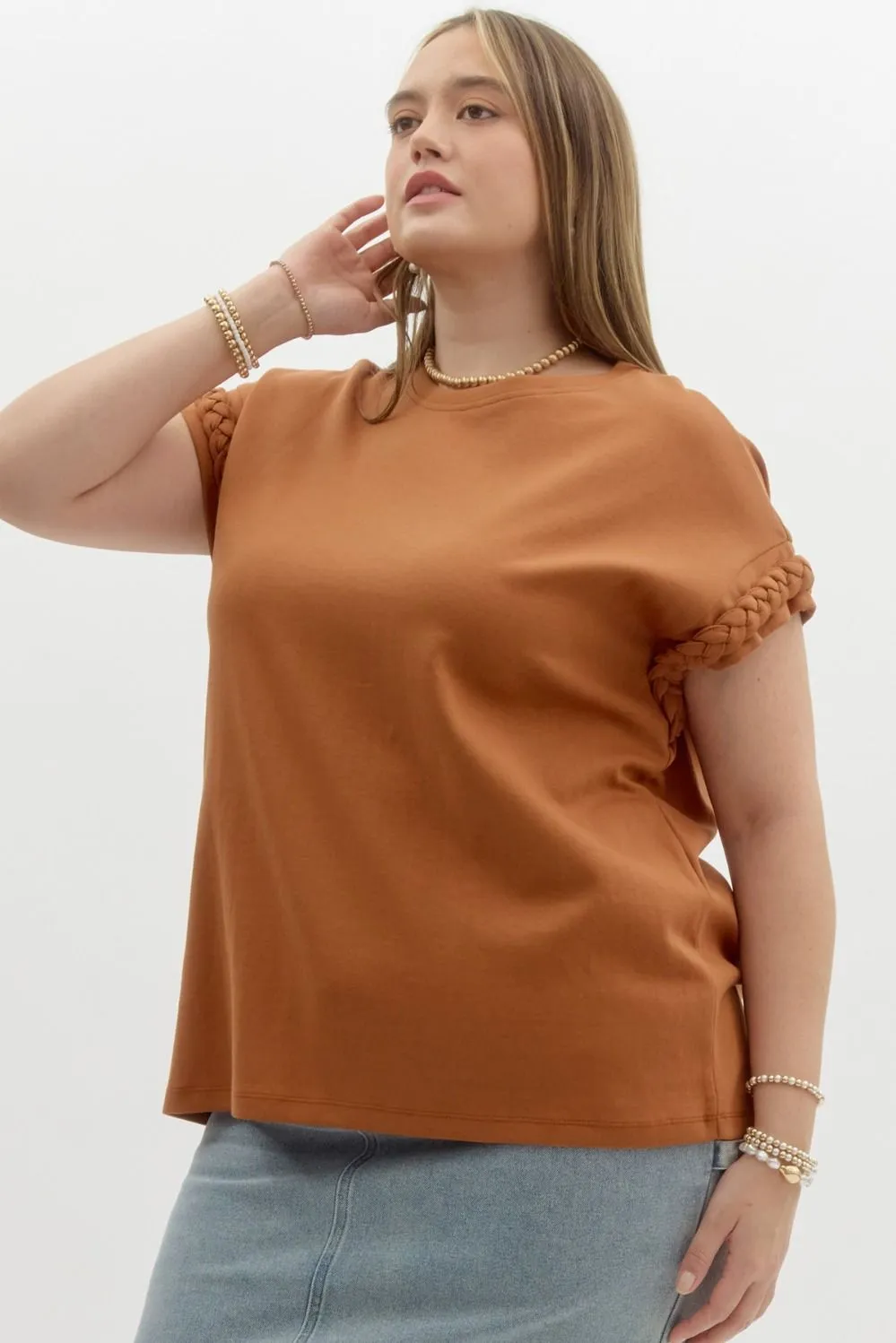 Morgan Braided Cuff Top || Camel